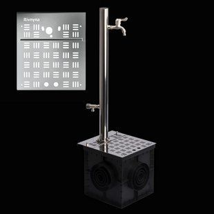 Садова колонка кругла 50 мм. ТМ "Rivnyna" Light 2 крани + дрен. модуль, решітка "Полоса" 20205 фото